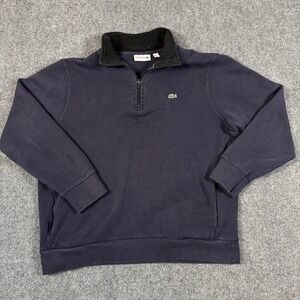 Lacoste Mens Quarter Zip Sweatshirt Navy Blue US 3XL Runs XL 2XL FR 8